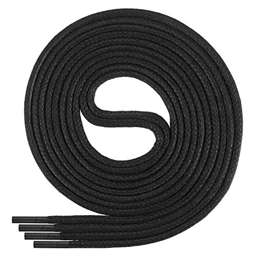 Di Ficchiano gewachste runde Schnürsenkel schwarz, Schuhband, Laces, Durchmesser 2-4 mm für Businessschuhe, Anzugschuhe und Lederschuhe Farbe: black Länge: 140cm von Di Ficchiano