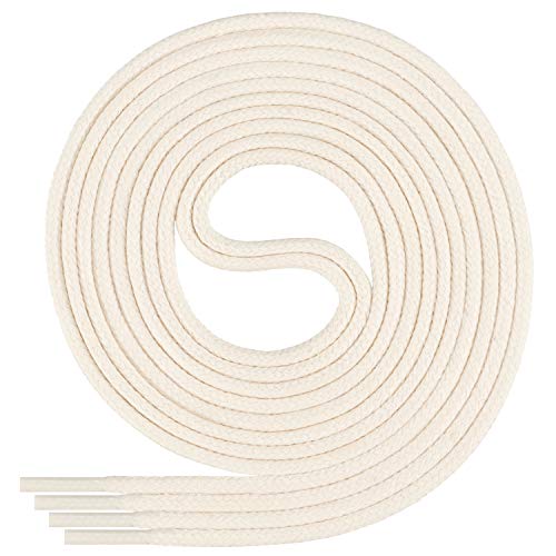 Di Ficchiano gewachste Schnürsenkel rund, Schuhband, Laces, Durchmesser 2-4 mm für Businessschuhe, Anzugschuhe und Lederschuhe Farbe: creamy Länge: 160cm von Di Ficchiano