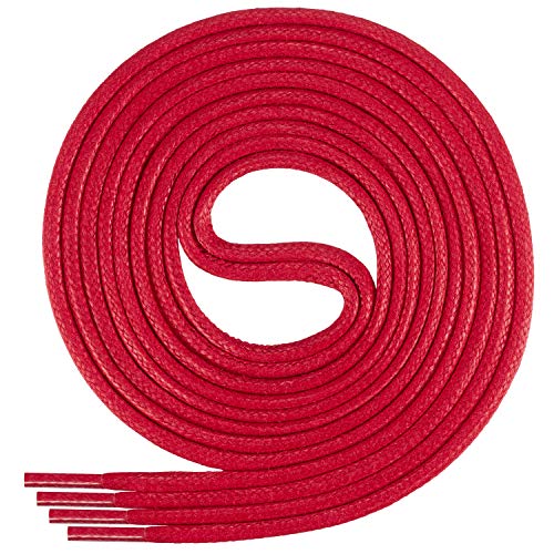 Di Ficchiano gewachste runde rote Schnürsenkel, Schuhband, Laces, Durchmesser 2-4 mm für Businessschuhe, Anzugschuhe und Lederschuhe Farbe: red Länge: 190cm von Di Ficchiano