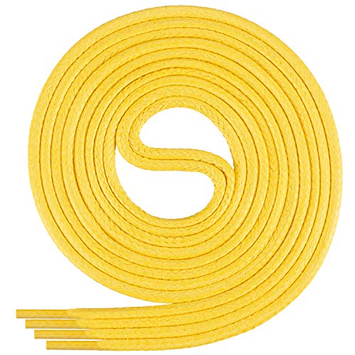 Di Ficchiano gewachste runde Schnürsenkel gelb, Schuhband, Laces, Durchmesser 2-4 mm für Businessschuhe, Anzugschuhe und Lederschuhe Farbe: yellow Länge: 130cm von Di Ficchiano