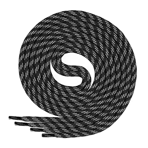 Di Ficchiano runde Schnürsenkel für Trekkingschuhe und Arbeitsschuhe - extra reißfest - ø 5 mm Farbe Schwarz-Grau-m3 Länge 80cm von Di Ficchiano