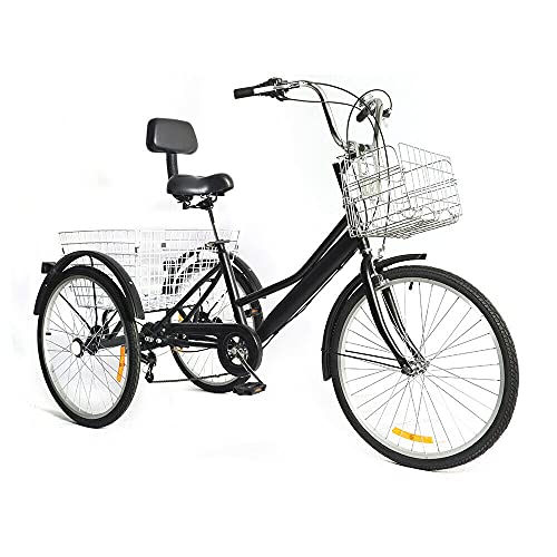DiLiBee 24 Zoll Klappbar Dreirad für Erwachsene Mit Einkaufskorb, Faltbar Fahrrad 7-Gang 3-Räder Dreirad aus Kohlenstoffstahl von DiLiBee