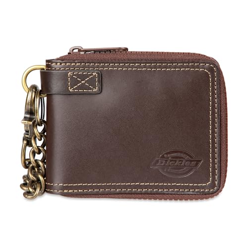 Dickies Herren Slim Everyday Leder Bifold Chain Wallet, Braun – umlaufender Reißverschluss, Einheitsgröße, Schlanke Geldbörse aus Leder für den täglichen Gebrauch von Dickies