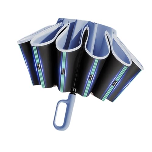 Dickly Automatischer Faltregenschirm, Reiseschirm mit 60 Rippen und starkem Rahmen, Blau von Dickly