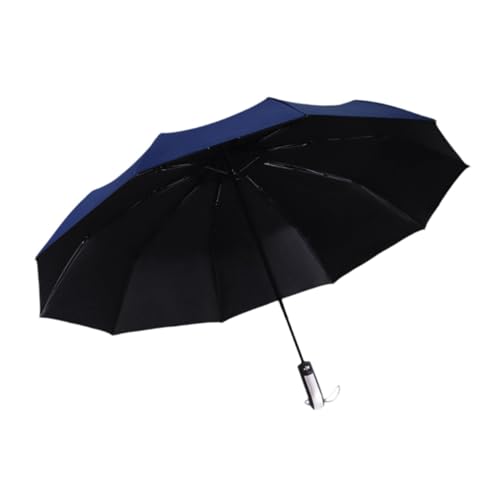 Dickly Automatischer Taschenschirm, Stabiler 10-Speichen-Regenschirm, Leichter Faltbarer Regenschirm für Herren, Faltbarer Reiseschirm für Reisen und Camping, Blau von Dickly