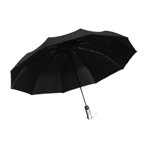 Dickly Automatischer Taschenschirm, Stabiler 10-Speichen-Regenschirm, Leichter Faltbarer Regenschirm für Herren, Faltbarer Reiseschirm für Reisen und Camping, Schwarz von Dickly
