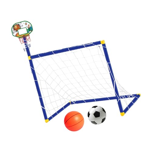 Dickly Basketballkorb mit Fußballtornetz, Fußballtore für, 2-in-1-Fußballausrüstung, Netz für drinnen und draußen, Blau von Dickly