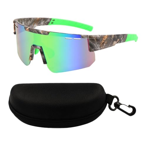 Dickly Fahrradbrille, Polarisierte Sonnenbrille, Leichte Brille, Reitbrille, Sport-Sonnenbrille zum Reiten, Radfahren, Streifen Grün von Dickly