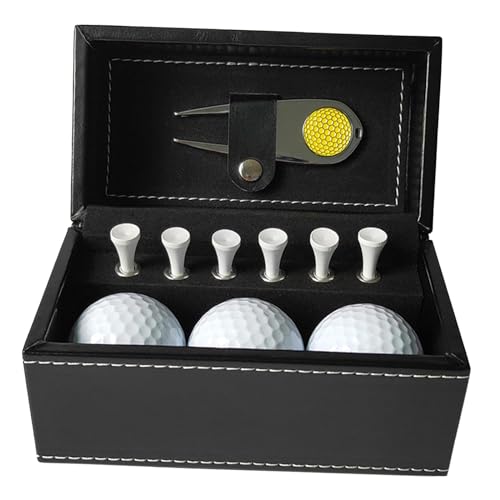 Dickly Geschenkset mit Golfbällen und Tees, 6 Golf-Tees, Divot-Tool aus Metall, Golfer-Starterpaket, Golfbälle, Golfgeschenk für Männer, für grüne Männer, Gelbes Divot-Werkzeug von Dickly