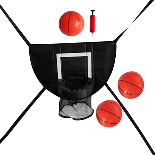 Dickly Mini-Basketballkorb für Trampolin, Trampolin-Befestigungszubehör, abreißbarer für Dunking-Zielspiel, Basketballständer, mit DREI Bällen von Dickly