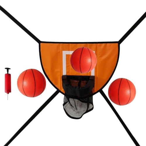 Dickly Mini-Basketballkorb für Trampolin mit Gehäuse Leichtes Backboard Basketballkorb Trampolin-Befestigungszubehör, mit DREI Bällen von Dickly