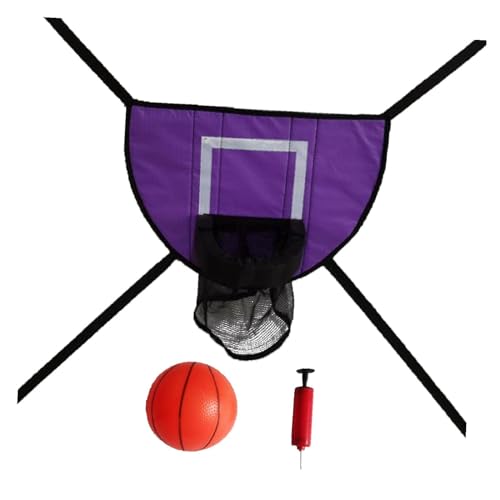 Dickly Mini-Basketballkorb für Trampolin mit Umzäunung, Kinder-Basketballkorb für Kinder und Erwachsene, leichtes Baseboard, Violett, mit einem Ball von Dickly