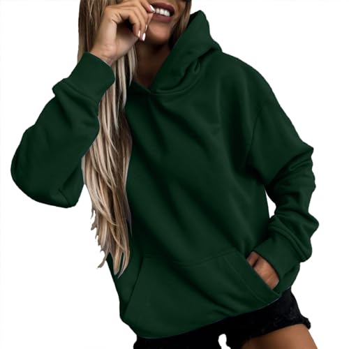 Hoodie Damen Oversize Mit Kapuze Pullover Herbst Kapuzenpullover Basic Sport Sweatshirt Winter Pulli Hoody Teenager Mädchen Y2K,Grün,5XL von Didadihu