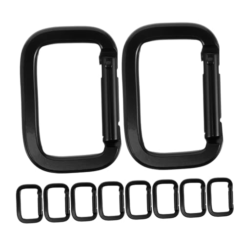 Didiseaon 10 Stück Teiliges Schwarzer Aluminiumlegierung Karabiner Clips mit Schnappverschluss Rechteckig Robuste Metalldraht schlüsselringe für Outdoor Camping Wandern Klettern und von Didiseaon