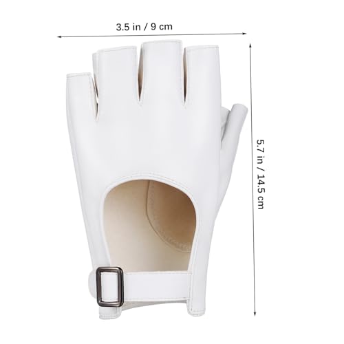 Didiseaon Halbfingerhandschuhe Damen Weiß PU Kunstmaterial Kurzfinger Handschuhe Motorradfahrer Gloves Punk Style Komfortabel Flexibel Modisch mit Verbessertem Griff und Hoher von Didiseaon