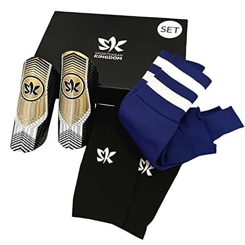 Sportswear Kingdom Fußball Kinder Schienbeinschoner Set Siena (Bambini (-1.20m), blau) von Sportswear Kingdom