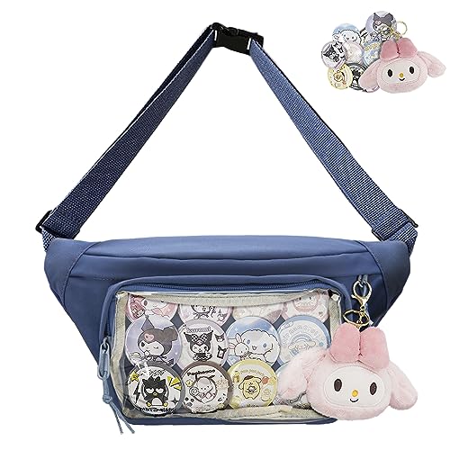 Fanny Pack Ita Bag Crossbody Kawaii Cute Pin Display Bag Messenger Japanese Waist Bags Ita Bag Clear Window Sling Bags for Women Lolita Pocket Chest Bag Purses for Women (Blue) von DigiTizerArt