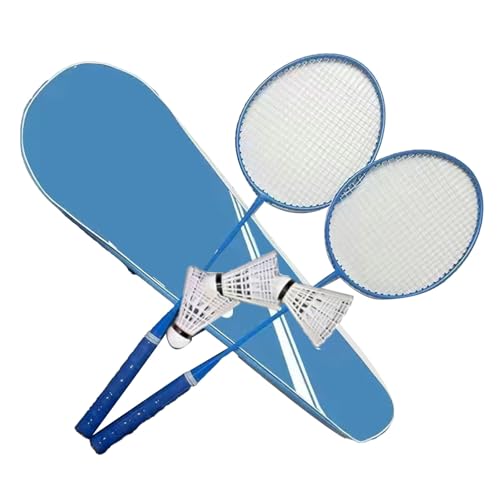 Badmintonschläger-Set, Dual-Grip-, Leichte Badmintonschläger mit Federbällen-Tragetasche für -Hinterhofspiele (Himmelblau) von Dilwe