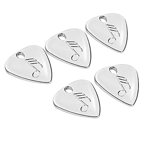 Dilwe 5 Pcs Plektren, Metall Pick Plektrum für Akustische Gitarre, E Gitarre, Ukulele(Silber) von Dilwe