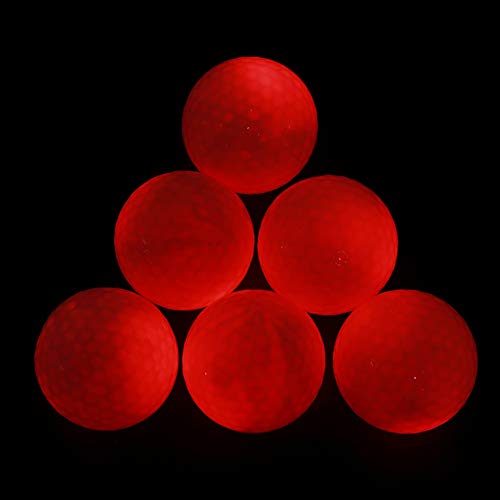 Dilwe 6 LED-Leucht-Golfbälle, Hell, Attraktiv mit Leicht zu Fangender Weißer Farbe, Synthetisches Gummimaterial für den Täglichen Gebrauch (Rot) von Dilwe