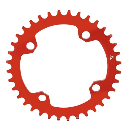 Dilwe Fahrrad-Einzelkettenblatt, Hochfestes Aluminiumlegierung 104BCD 36T Rundes Schmales Breites Kettenblatt für Mountainbike-Rennräder (Rot) von Dilwe