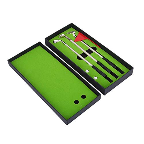 Dilwe Golf Pen Set, Golfschläger Set mit Flag und 3 Kugelschreiber (Rot, Blau, Schwarz), Mini Spiele auf dem Tisch, Golf Balls Box Golf Schreibwaren Desktop-Dekoration von Dilwe