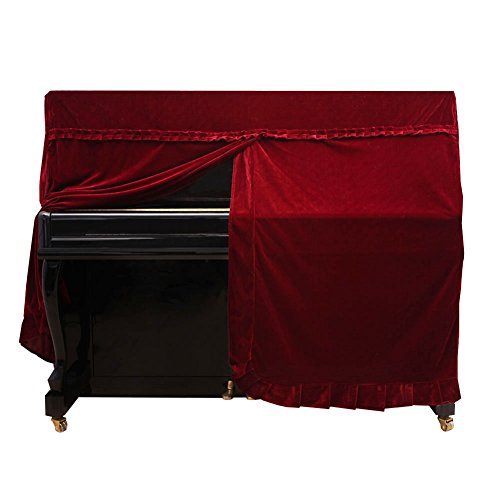 Dilwe Klavierdeckel, Colorfast Pleuche Piano Staubdicht Dekoriert Cover(Rot) von Dilwe