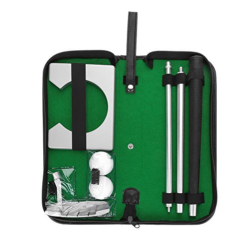 Portable Golf Putter Set Kit mit Ball und PVC-Tasche, Alu-Putter und Holz Tor Rack von Dilwe