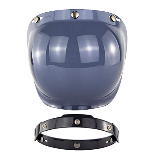 Dilwe Offenes Helmvisier, UV-Schutzhelme Retro Vintage Mopedhelm Bubble Shield Visier für Alle DREI-Knopf-Helme (Brown) von Dilwe