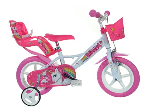 Dino Bikes 124RL-UN Kinderfahrrad Fahrrad, Weiß/Pink, 12 Zoll von Dino Bikes