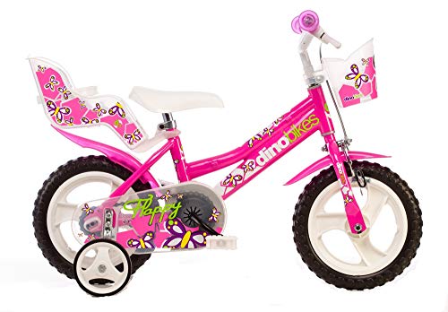 Dino Bikes Mädchen Kinderfahrrad pink Mädchenfahrrad – 12 Zoll | TÜV geprüft | Original | Kinderrad mit Stützrädern - Das Fahrrad als Geschenk für Mädchen von Dino Bikes