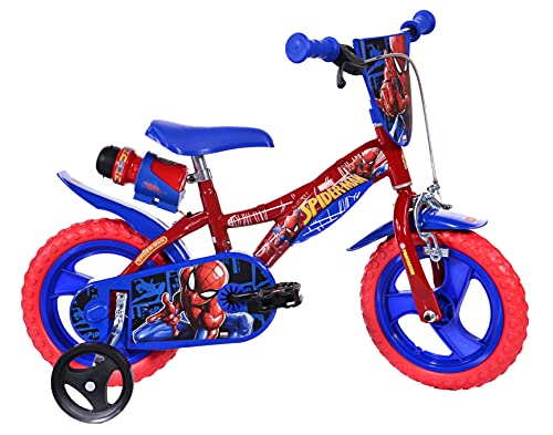 Spiderman Kinderfahrrad Spiderman Jungenfahrrad – 12 Zoll - Original Lizenz - Kinderrad mit Stützrädern von Dino Bikes