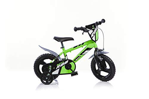 Dino Bikes Jungen Kinderfahrrad grün 412U Jungenfahrrad – 12 Zoll | TÜV geprüft | Original | Kinderrad mit Stützrädern - Das Fahrrad als Geschenk für Jungen von Dino Bikes