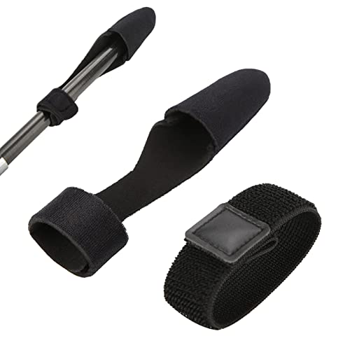 Dioche Angelrute Sleeve, Erweiterbar Neopren Angeln Pole Handschuh Sleeve Cover Protector Cap + Rod Strap Set(Schwarz) von Dioche