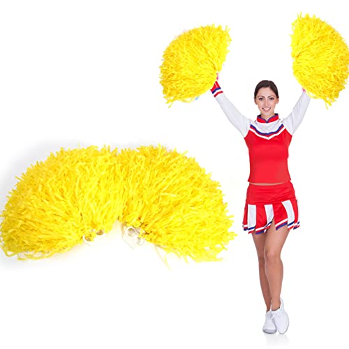 Dioche Pom Cheerleaders, Cheerleading Poms Metallischer Blumenball Pompoms Plastikring für Gruppentanz(Gelb) von Dioche