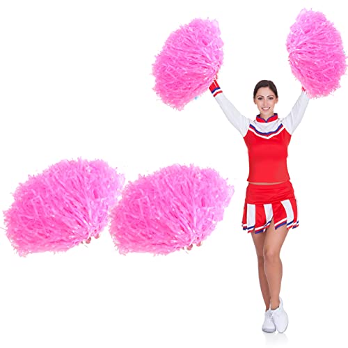 Dioche Pom Cheerleaders, Cheerleading Poms Metallischer Blumenball Pompoms Plastikring für Gruppentanz(Pink) von Dioche