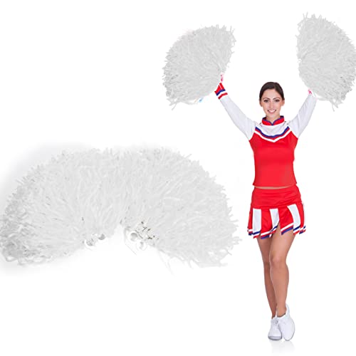 Dioche Pom Cheerleaders, Cheerleading Poms Metallischer Blumenball Pompoms Plastikring für Gruppentanz(Weiß) von Dioche