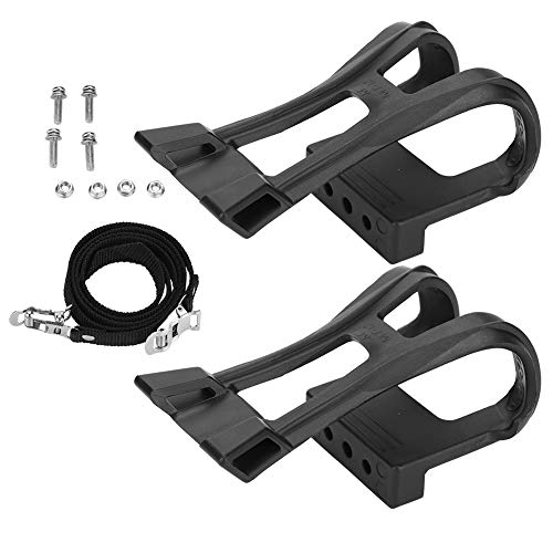 Fahrrad Pedalriemen, Fahrrad Kunststoff Schwarz Einstellbar Mountain Road Fahrrad Pedale Riemen Anti-Slip Toe Clip Gürtel von Dioche