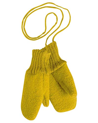 Disana Walk-Handschuhe, 100% Bio-Merinowolle GOTS, IVN Best | mit Strickkordel verbunden | Baby Kleinkind Kind Unisex | Made in Germany | Curry Gr. 3 von Disana