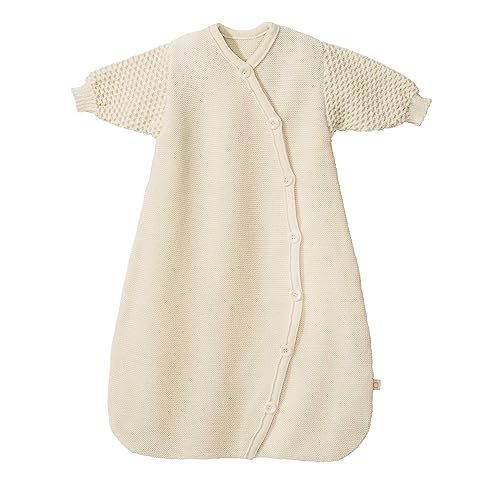 Langarm-Schlafsack Baby & Kleinkind - 100% Bio-Merino, TOG 1.7 – atmungsaktiv - Unisex Gr. 60 cm & 75 cm - nachhaltig & fair - für den Übergang & Winter - Made in Germany | Natur Gr. 1 (60 cm) von Disana