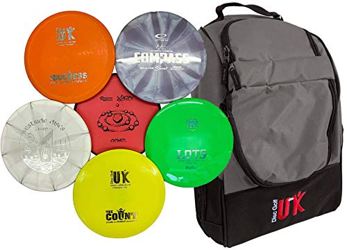 Disc Golf UK Probiertasche – 2 x Putter, 2 x Mitteltöner, 2 x Fahrer und Tasche – Frisbee Golf von Disc Golf UK