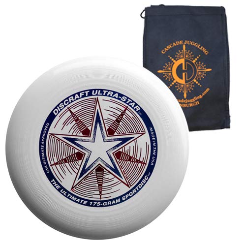 Discraft Ultrastar 175 g Flying Disc – Ultimate Frisbee Competition Spec – inkl. Cascade Jongliertasche, weiß von Discraft and Cascade Juggling