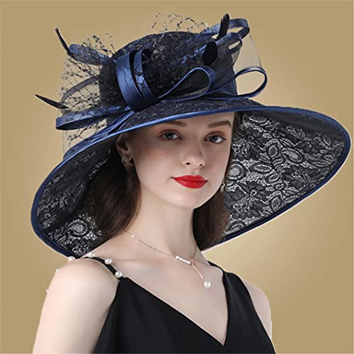 Derby-Hut mit breiter Krempe, für Frauen, Kirche, große Krempe, Feder, Damen, Hochzeit, Teeparty, Hüte von Disimlarl