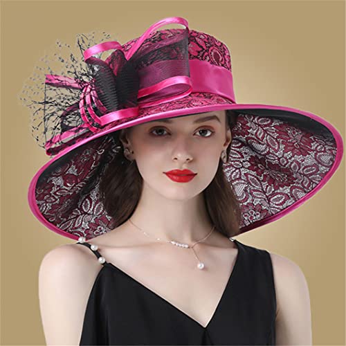 Derby-Hut mit breiter Krempe, für Frauen, Kirche, große Krempe, Feder, Damen, Hochzeit, Teeparty, Hüte von Disimlarl