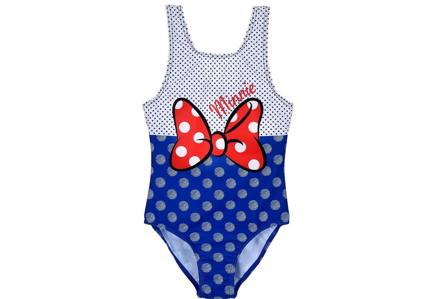 Disney Minnie Mouse Badeanzug MINNIE MOUSE Badeanzug Mädchen Schwimmanzug Blau und Rot Einteiler mit Punkten Gr.98 104 116 128 von Disney Minnie Mouse