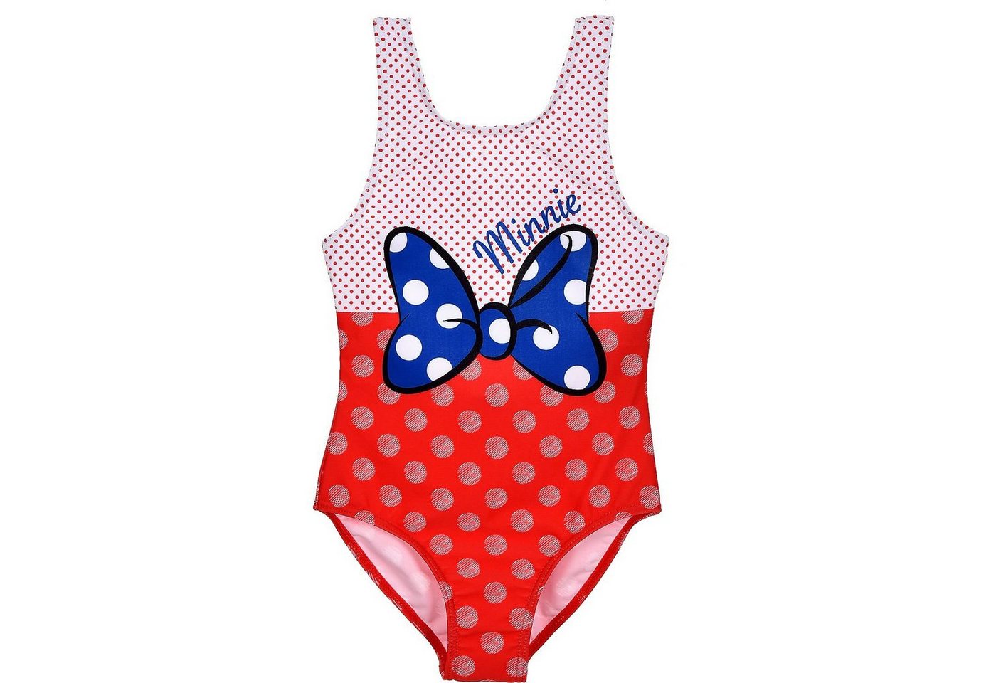 Disney Minnie Mouse Badeanzug MINNIE MOUSE Badeanzug Mädchen Schwimmanzug Blau und Rot Einteiler mit Punkten Gr.98 104 116 128 von Disney Minnie Mouse