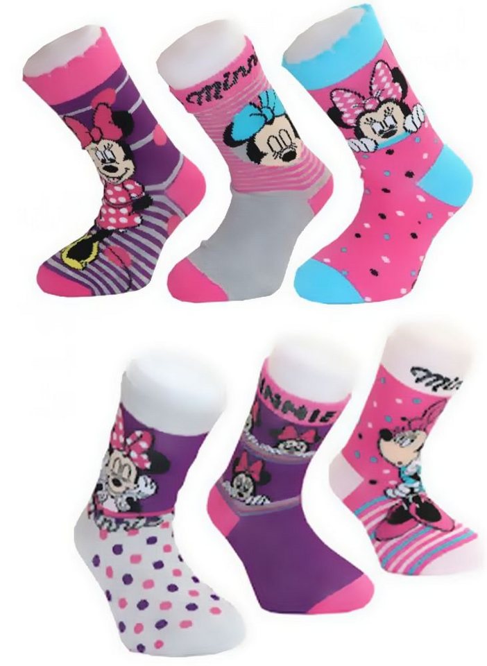 Disney Minnie Mouse Kniestrümpfe 6x Mädchen Socken Set 6 Paar Mini Maus Gr. 31 32 33 34 Mädchensocken von Disney Minnie Mouse