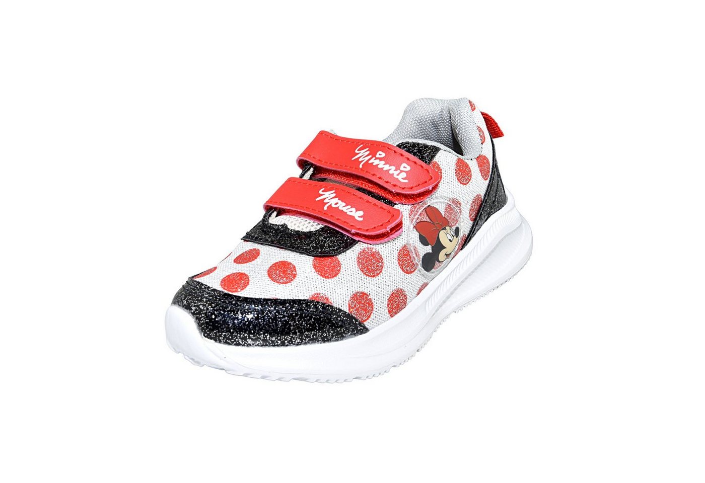 Disney Minnie Mouse Minnie Maus Sneaker Mädchen glitzernde Schuhe mit Klettverschluss Gr. 23 - 28 cm von Disney Minnie Mouse