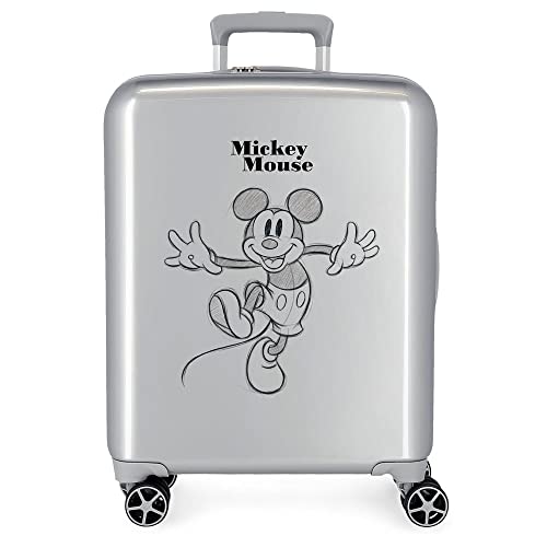 Disney 100 Mickey Joyful Happy Grey Kabinenkoffer 40x55x20 cm Starres ABS Integrierter TSA-Verschluss 38,4L 2 kg 4 Doppelrollen Handgepäck von Disney
