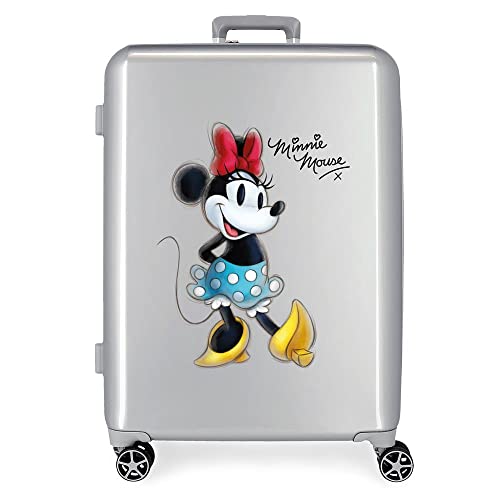 Disney 100 Minnie Joyful Mittelgroßer Koffer, Grau, 48 x 70 x 26 cm, starres ABS, integrierter TSA-Verschluss, 81 l, 2 kg, 4 Doppelräder von Disney